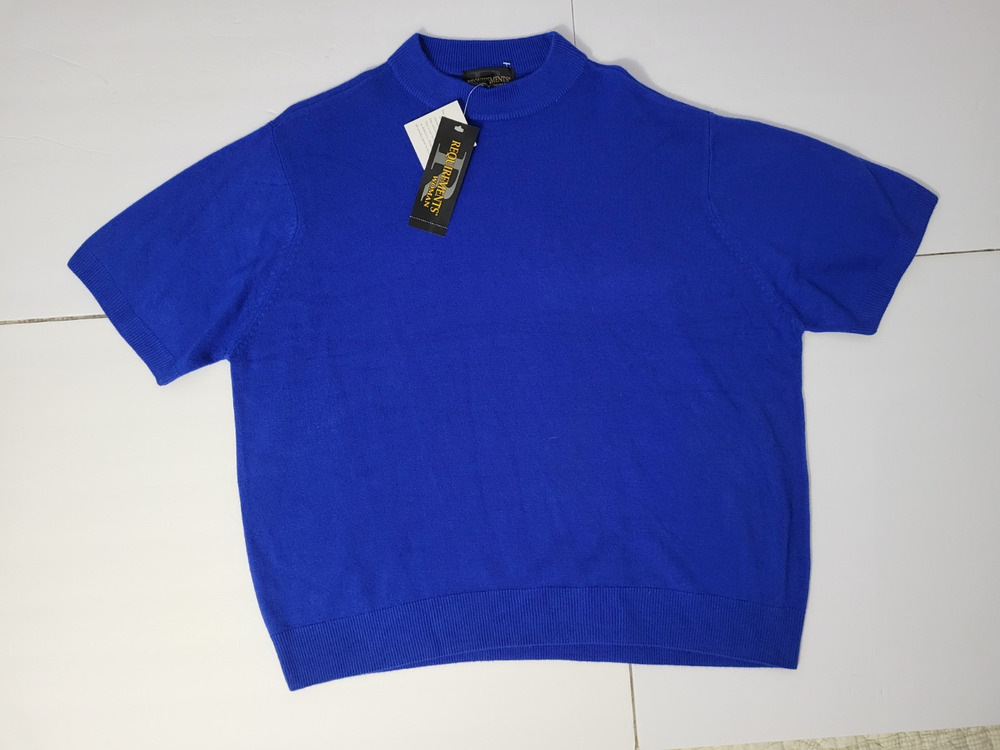 NWT Requirements Woman 1X Royal Blue Short Sleeve Knit Pullover Sweater